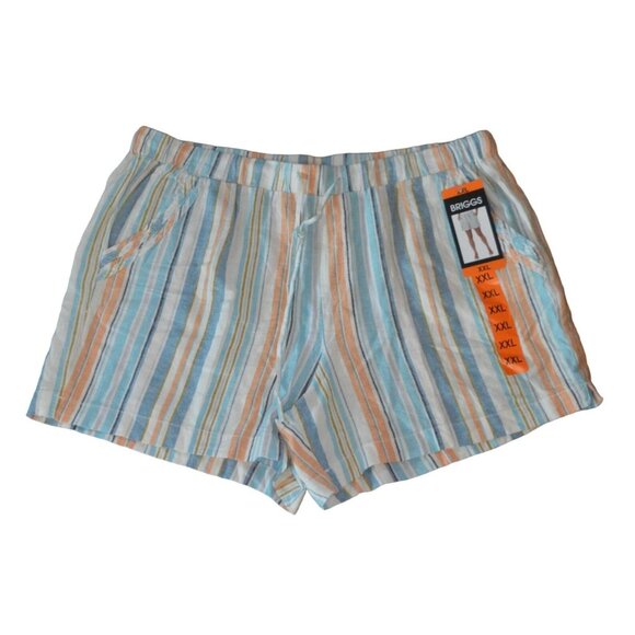Briggs Women's Striped Linen Rayon Shorts XXL Multi-Color Casual Summer Wear - Picture 3 of 9
